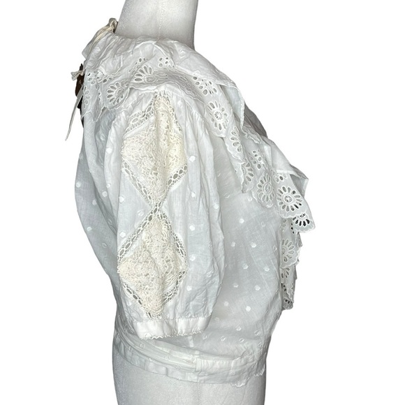 Anthropologie Forever That Girl Lacy Ruffled Wrap Blouse See all Blouse L NWT - Picture 10 of 16